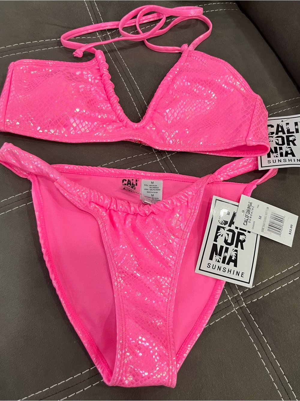 CALIFORNIA SUNSHINE‎ Hot Pink Shimmer Bikini Set